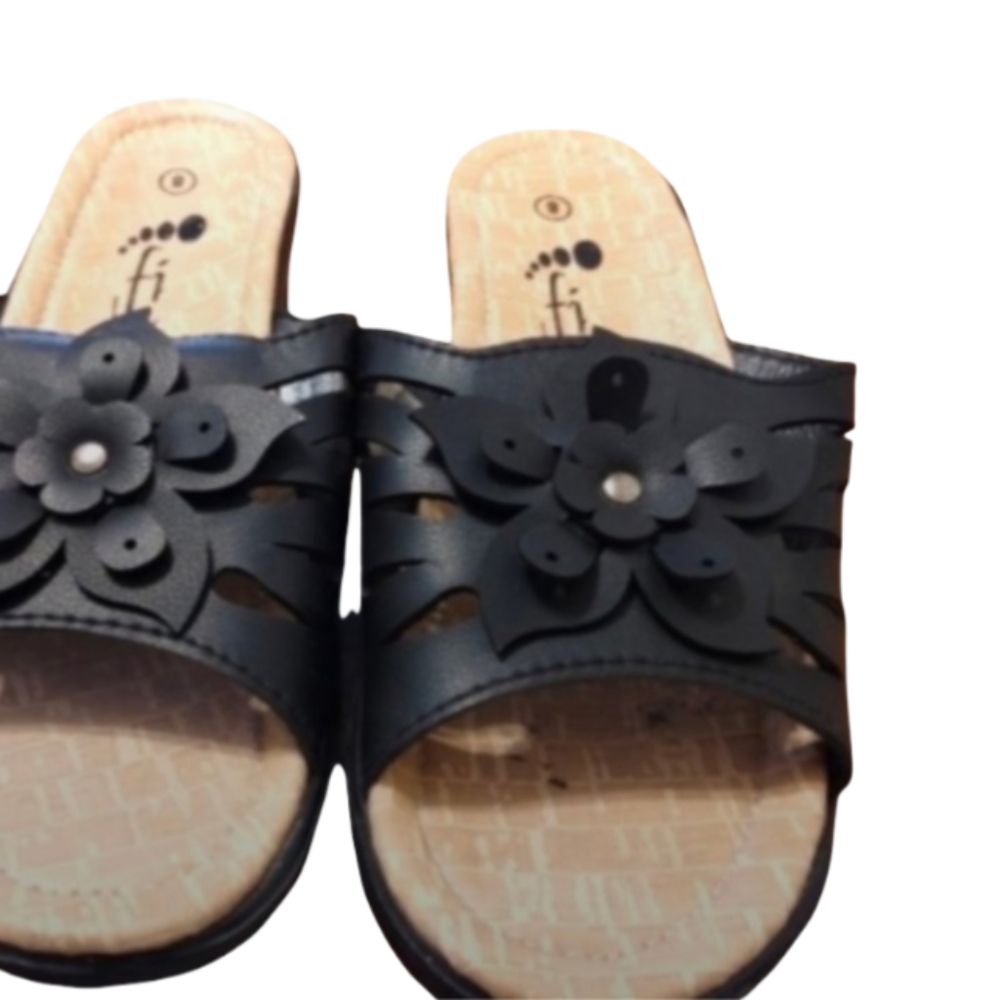 🐾 $5 ADD ON With Purchase Slides Shoes Open Toe Black Size 8